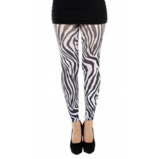 Pamela Mann Zebra Printed Footless Tights in White/Black